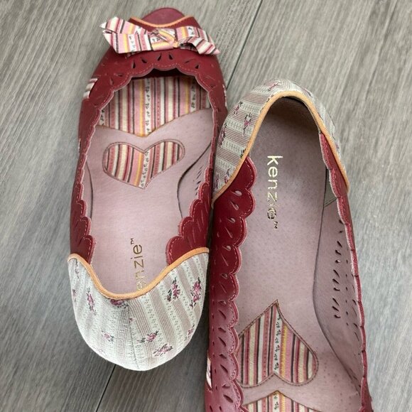 Kenzie Shoes Womens 9M Harvest Laser-Cut Peep Toe High Heel Pumps Leather Red - Picture 10 of 12